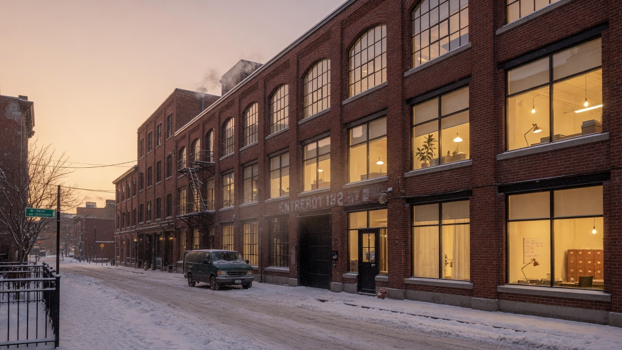 Office building in Montreal at the end of the day.